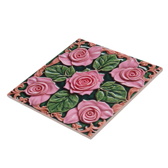Azulejo De Cerâmica Rosas Rosa Lindas Coleções Populares (Lateral)