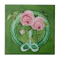 Rosas Rosa Maiolica Faux Alivio Repro Antique