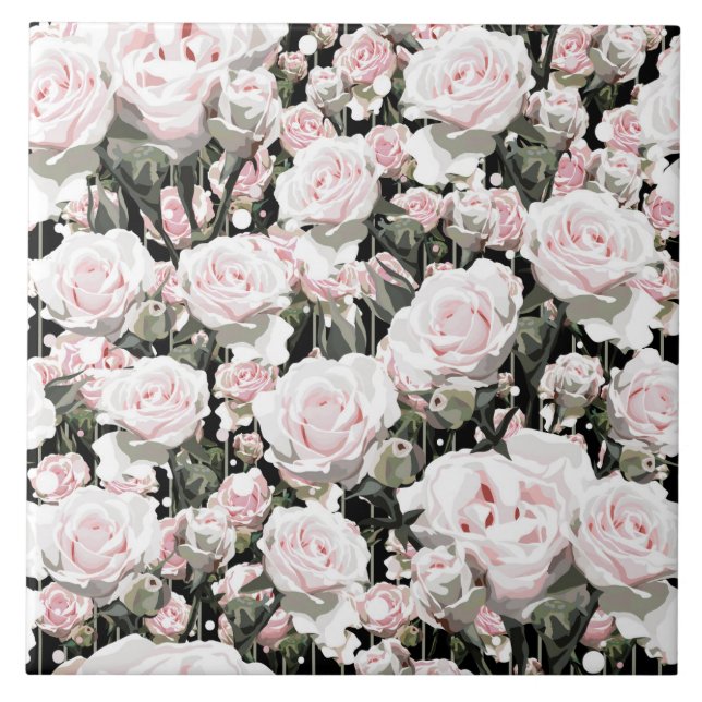 Azulejo De Cerâmica Rosas Rosa Suaves (Frente)