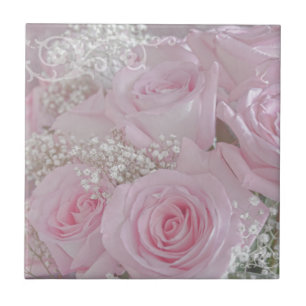 Azulejo De Cerâmica Rosas rosadas suaves e respiração do bebê