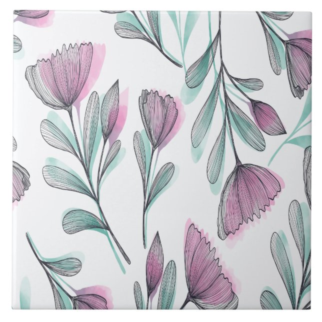 Azulejo De Cerâmica Rosas roxas (Frente)