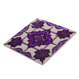 Azulejo De Cerâmica Rosas Roxos Belo Coleção Moderna