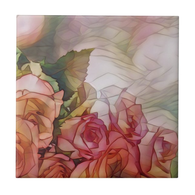 Azulejo De Cerâmica Rosas vermelhas À Luz Solar Vidraça (Frente)