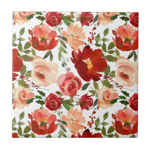 Azulejo De Cerâmica Rosas Vermelhas Rosas Cor-de-Rosa Papoulas Banheir