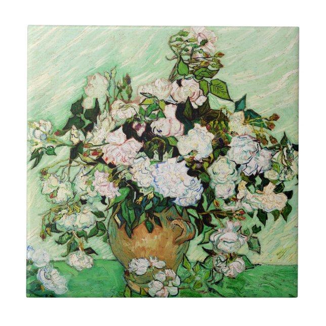 Azulejo De Cerâmica Rosas Vincent Van Gogh (1890) (Frente)