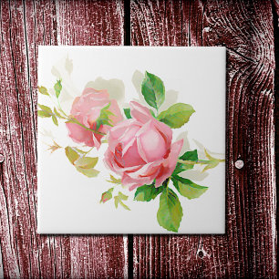 Azulejo De Cerâmica Rosas vintage rosa