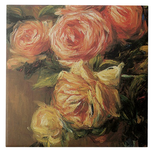 Azulejo De Cerâmica  Rose Bouquet Floral Yellow Elegante Rosa Elegante (Frente)