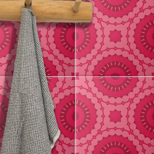 Azulejo De Cerâmica Roseberry Pink Boho Chic Padrão Geométrico