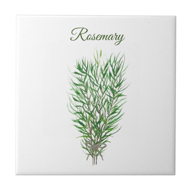 Azulejo De Cerâmica Rosemary Herb Greenery Kitchen - Chic Verde Culiná (Frente)