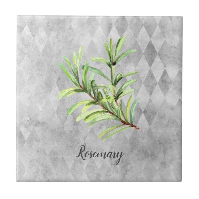 Azulejo De Cerâmica Rosemary Herb Watercolor (Frente)