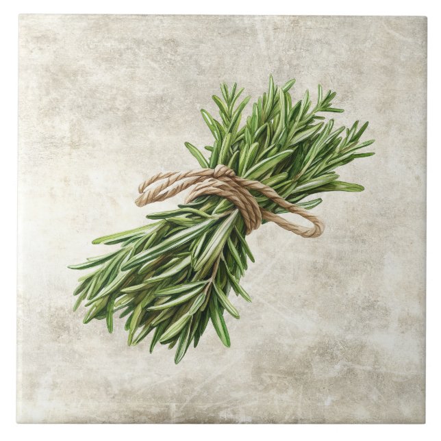 Azulejo De Cerâmica Rosemary Rustic Herbs Spices Faux (Frente)