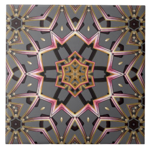 Azulejo De Cerâmica Roseta Dourada