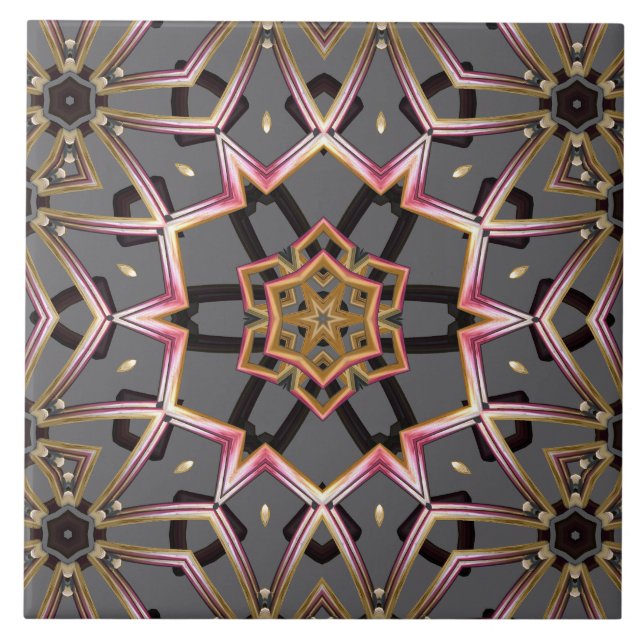 Azulejo De Cerâmica Roseta Dourada (Frente)