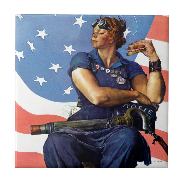 Azulejo De Cerâmica "Rosie the Riveter" (Frente)