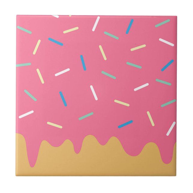 Azulejo De Cerâmica Rosquinha cor-de-rosa (Frente)