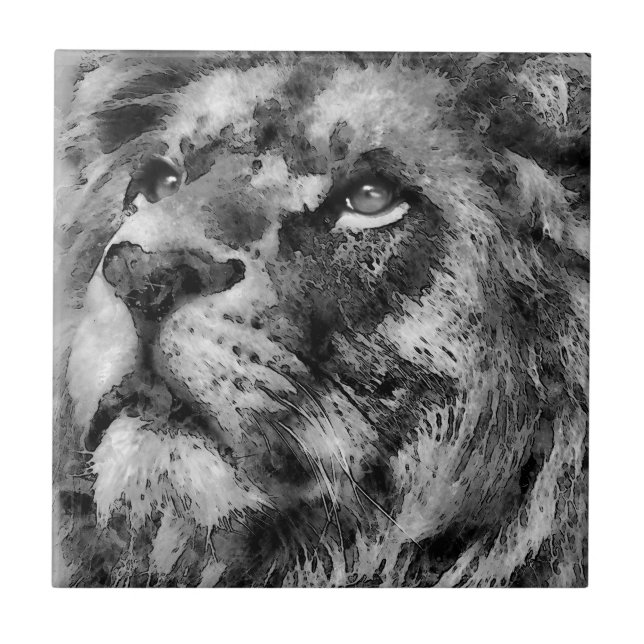 Azulejo De Cerâmica Rosto de Leão Plácido Prata (Frente)