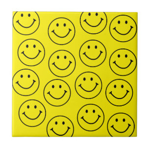Azulejo De Cerâmica Rosto de Sorriso Amarelo Original 