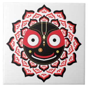 Azulejo De Cerâmica Rosto do Senhor Jagannath Chakra Divindade Hindu