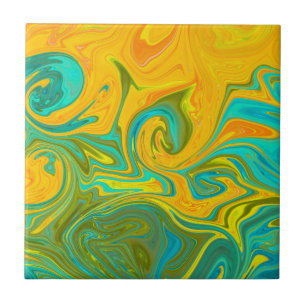 Azulejo De Cerâmica Rotação Abstrato Verde de Verde Amarelo Trendy N