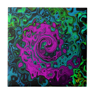 Azulejo De Cerâmica Roteiro de Arte Líquida Magenta Magenta-Abstrato