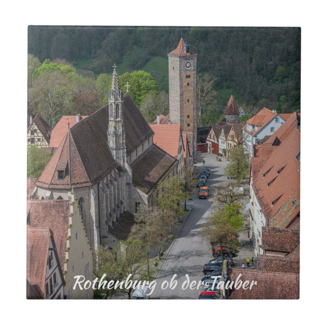 Azulejo De Cerâmica Rothenburg ob der tauber — cidade antiga de cima (Frente)
