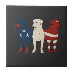 Azulejo De Cerâmica Rottweiler 4 de Julho Amante de Cães Homens Bandei