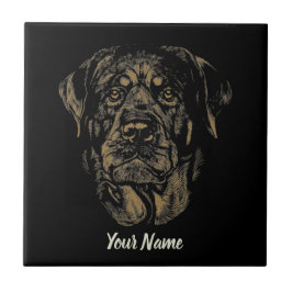 Azulejo De Cerâmica Rottweiler Cão Vintage Retrato Rottie Design