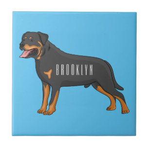Azulejo De Cerâmica Rottweiler dog cartoon illustration