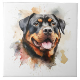 Azulejo De Cerâmica Rottweiler, Dog, watercolor
