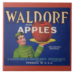 Azulejo De Cerâmica Rótulo da caixa de maçãs do 1920 Waldorf