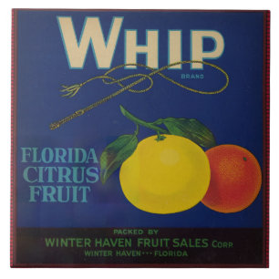 Azulejo De Cerâmica Rótulo de Fruta de Citrus do Whip Vintage