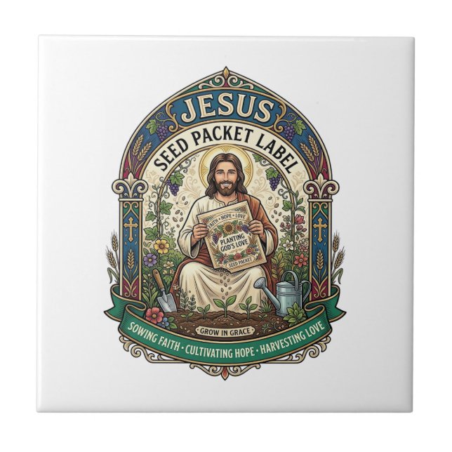Azulejo De Cerâmica Rótulo de Pacote de Sementes Jesus Pacote de Semen (Frente)