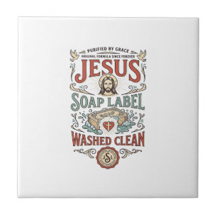 Azulejo De Cerâmica Rótulo de Sabão Jesus Lavado Limpo Sabão Jesus Lav