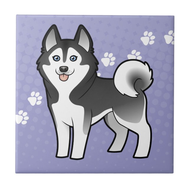 Azulejo De Cerâmica Rouco Siberian dos desenhos animados/Malamute do (Frente)