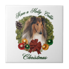 Azulejo De Cerâmica Rough Collie Christmas