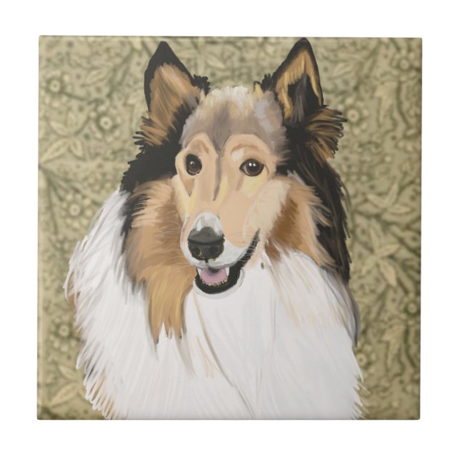Azulejo De Cerâmica Rough Collie Portrait (Frente)