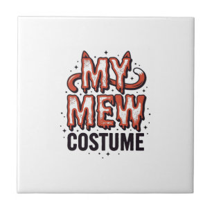 Azulejo De Cerâmica Roupa de Gato Miau engraçado de Halloween Design V