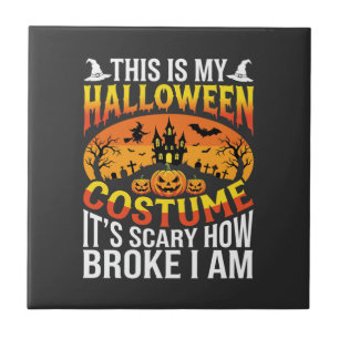 Azulejo De Cerâmica Roupa de Halloween Engraçada Quebrada Desenho de C