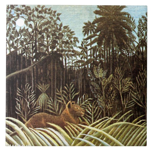 Azulejo De Cerâmica Rousseau - Selva com Leão (Frente)