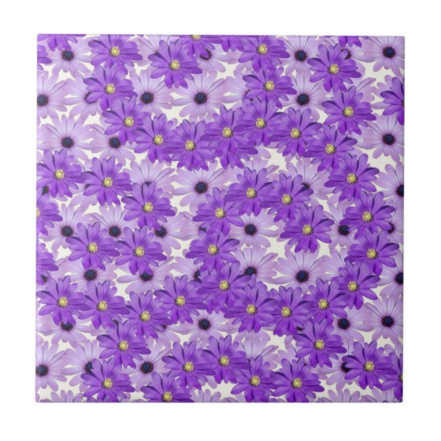 Azulejo De Cerâmica Roxo Daisy Swirls (Frente)