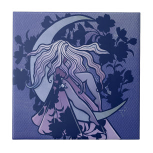 Azulejo De Cerâmica Roxo Deusa da Lua Wiccan Triple Moon - Símbolo de 