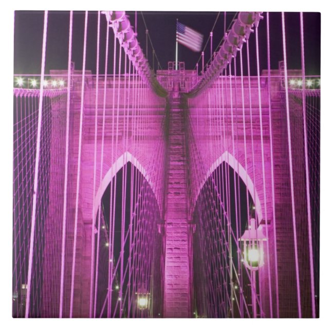 Azulejo De Cerâmica Roxo do Lit da ponte de Brooklyn (Frente)