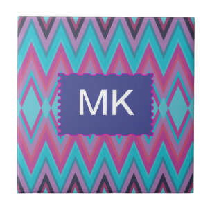 Azulejo De Cerâmica Roxo e Aqua Tribal