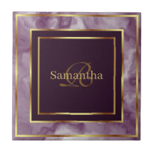 Roxo E Mármaco Geométrico Dourado