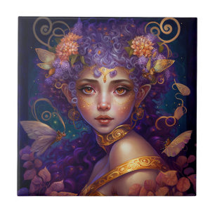 Azulejo De Cerâmica Roxo Elf Fairy Fantasy Art