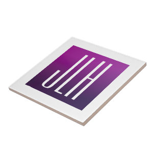 Azulejo De Cerâmica Roxo Ombre & Inicial ou outro Texto Branco