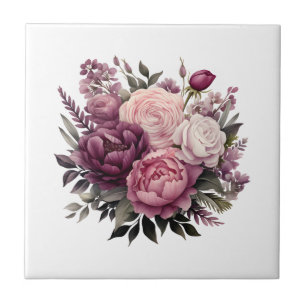 Azulejo De Cerâmica Roxo Rosa Branco Floral Banheiro Cozinha Reforma