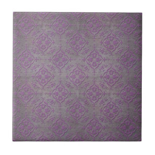 Azulejo De Cerâmica Roxo Rústico e Damasco Cinza Aço