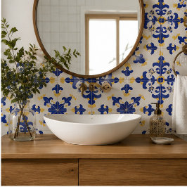 Azulejo De Cerâmica Royal Fleur Bold Blue and Gold Botanical