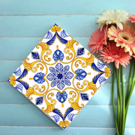 Azulejo De Cerâmica Royal Lisbon Scrollwork Elegant Portuguese Blue